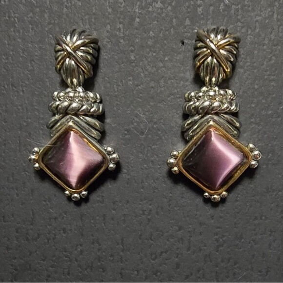 Elegant Silver and Purple Earrings - Picture 1 of 5